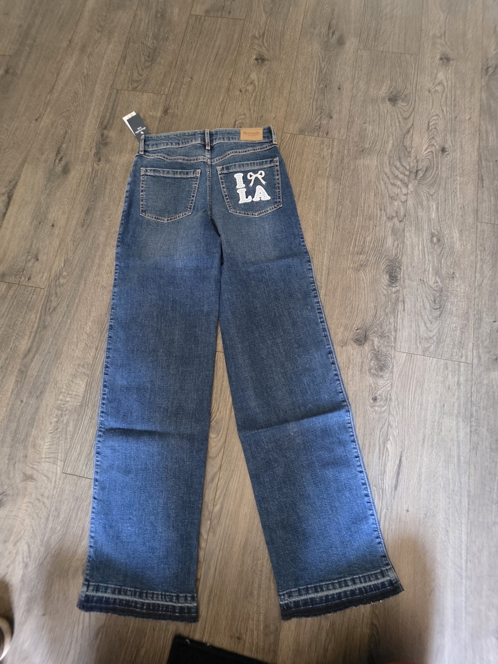 Abercrombie & Fitch Dark Blue Embroidered Pocket Jeans - Picture 2 of 5